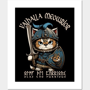 Nordic Norse Valhalla Viking Cat Warrior Posters and Art